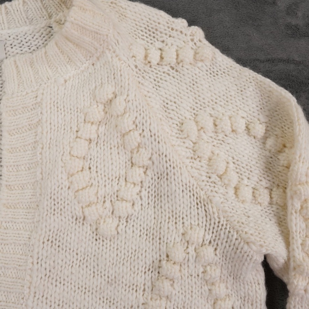 Lucky Brand Cardigan Women Small Chunky Knit Bobble Sleeve Open Front Wool Blend - Picture 5 of 13